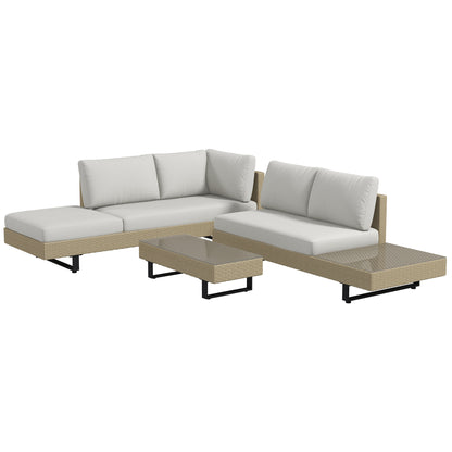 Outsunny Conjunto De Muebles Set De Sofás Ratán 3 Piezas Cojines Extraíbles_0