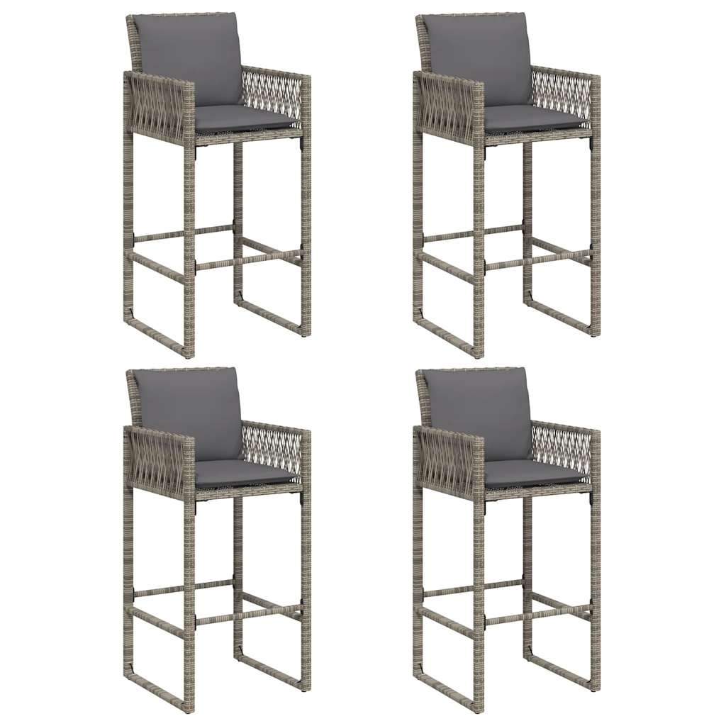 Set Bar Jardín Cno Cojines 5 Pzas Ratán Sintético Acacia Gris / Vetonek_3