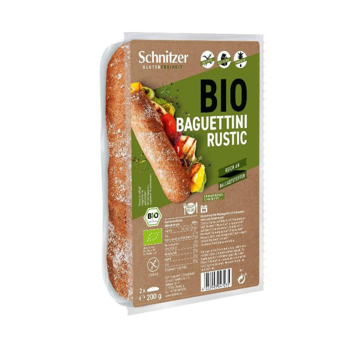 Mini Baguette Rústica sin gluten Ecológico Schnitzer 200 g