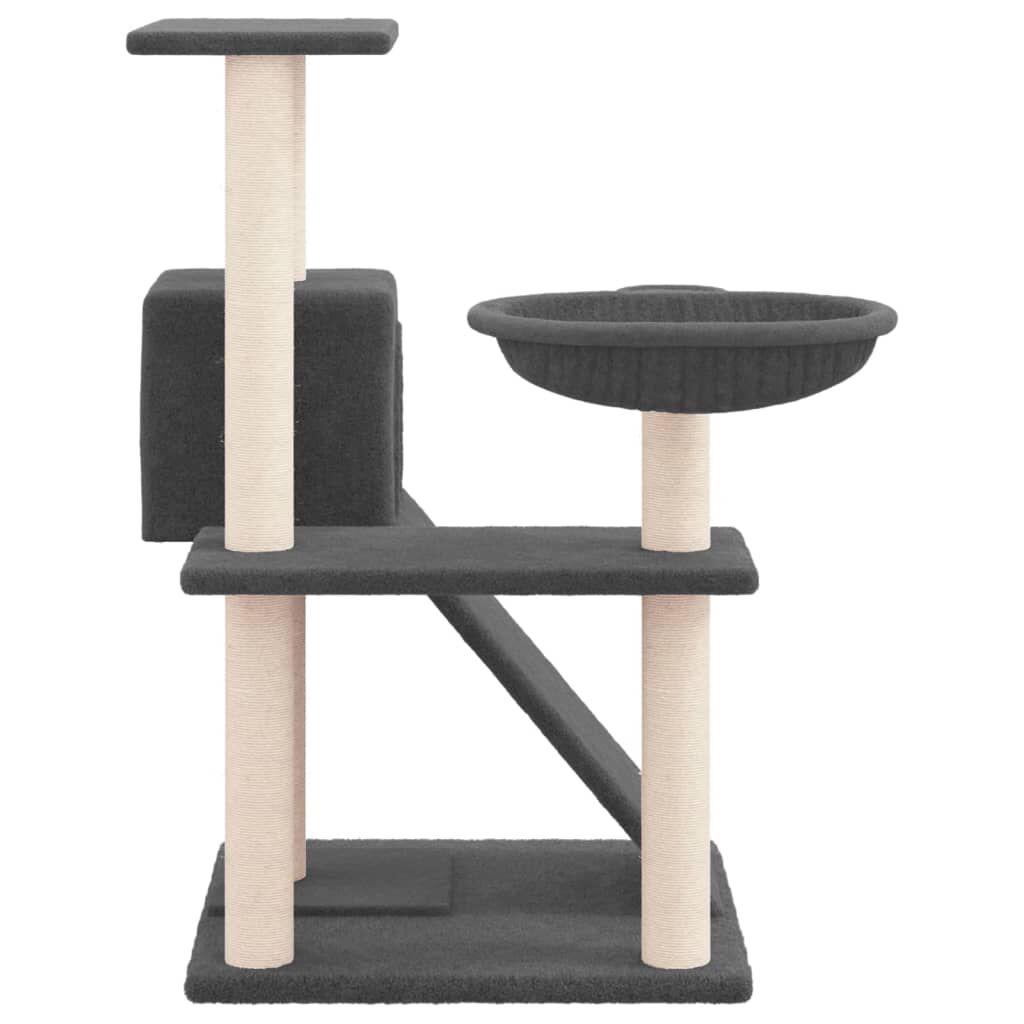 Vidaxl Rascador Para Gatos Con Postes De Sisal Gris Oscuro 82 Cm_3