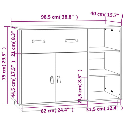Aparador De Madera Maciza De Pino 98,5x40x75 Cm / Vetonek_3