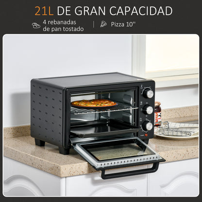Homcom Horno Eléctrico De Sobremesa De 21l 1400w Con Temporizador Negro_3