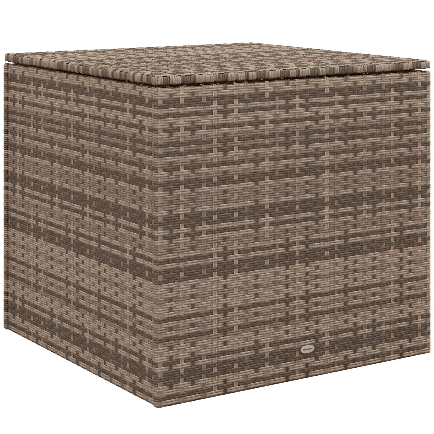 Outsunny Baúl De Exterior De Ratán Sintético 75x75x70 Cm Con Varilla Hidráulica_0