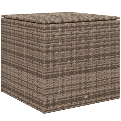 Outsunny Baúl De Exterior De Ratán Sintético 75x75x70 Cm Con Varilla Hidráulica_0