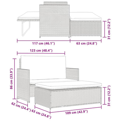 Vidaxl Set Muebles De Jardín 2 Piezas Y Cojines Ratán Sintético Negro_2