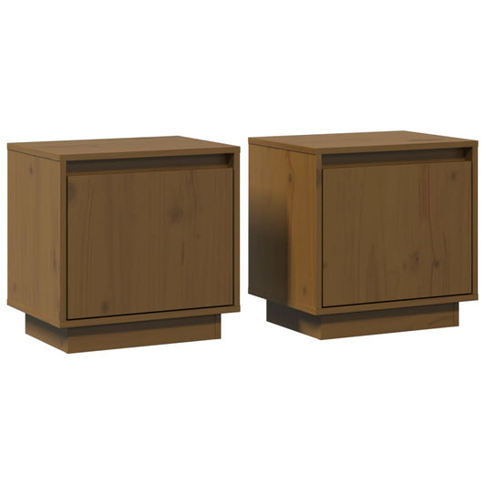 Mesitas De Noche 2 Uds Madera De Pino Marrón Miel 40x30x40 Cm_0
