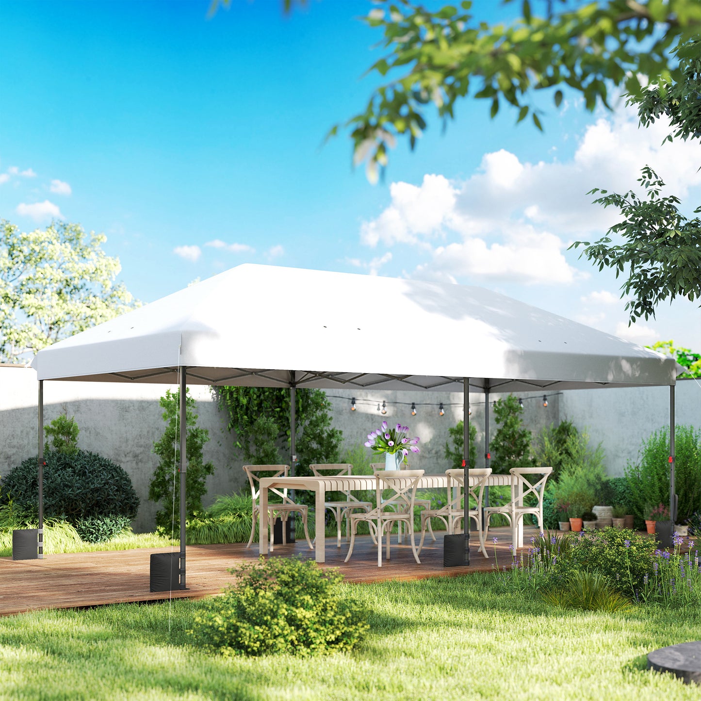 Outsunny Carpa Plegable 6x3 M Pop-up Con Bloqueo Central Altura Ajustable Plata_4