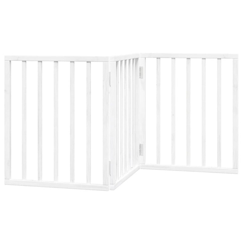 Vidaxl Puerta Para Perros Plegable 3 Paneles Madera Álamo Blanca 150cm_5