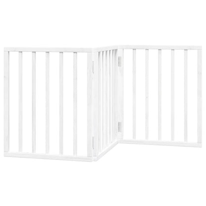 Vidaxl Puerta Para Perros Plegable 3 Paneles Madera Álamo Blanca 150cm_5