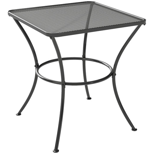 Outsunny Mesa De Jardín Cuadrada De Metal Para Terraza Balcón 45x45x50 Cm Negro_0