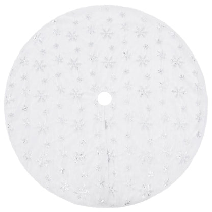 Vidaxl Falda De Árbol De Navidad De Lujo Blanca De 150 Cm De Piel Sintética_0