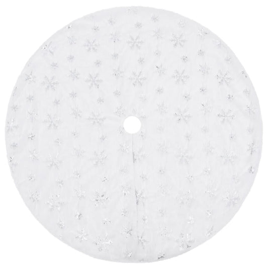 Vidaxl Falda De Árbol De Navidad De Lujo Blanca De 150 Cm De Piel Sintética_0