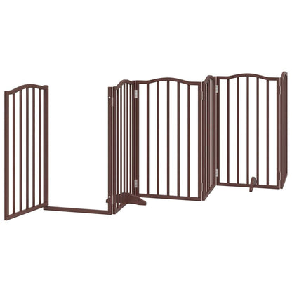 Vidaxl Puerta De Perros Plegable 9 Paneles Madera Álamo Marrón 450 Cm_3