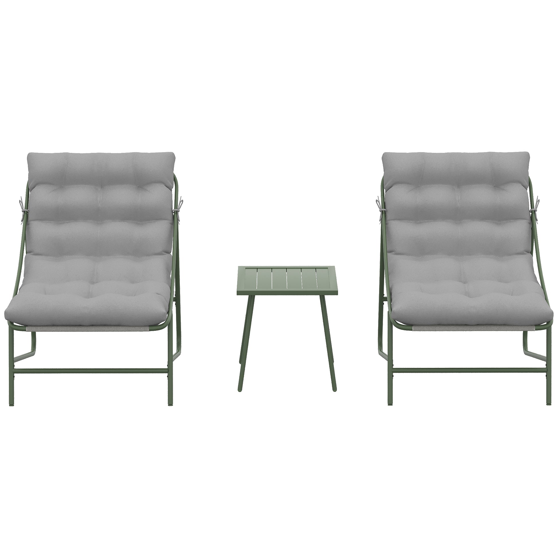 Outsunny Conjunto De Mesa Y Sillas De Terraza Exterior Con Cojines Gris Claro_4