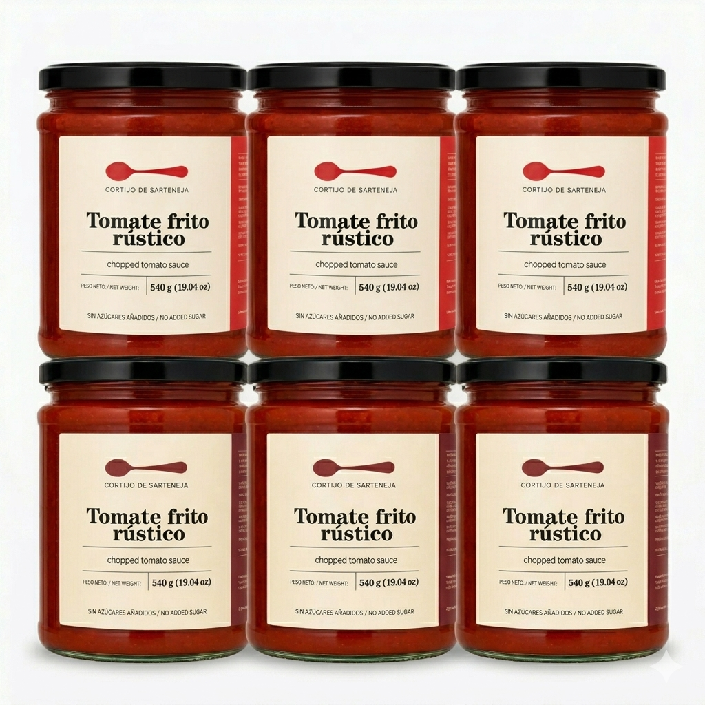 Salsa De Tomate Frito Natural Sin Azúcar Añadido Rústico 540 G 6 Unidades_0