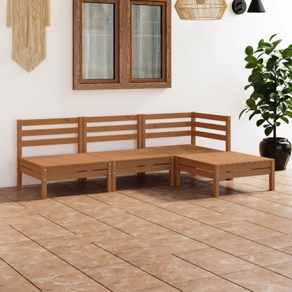 Juego Muebles De Jardín 4 Pzas Madera Maciza Pino Marrón Miel / Vetonek_5