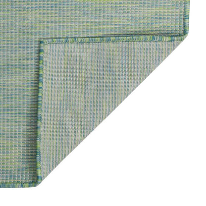 Alfombra De Exterior De Tejido Plano Turquesa 80x150 Cm_0