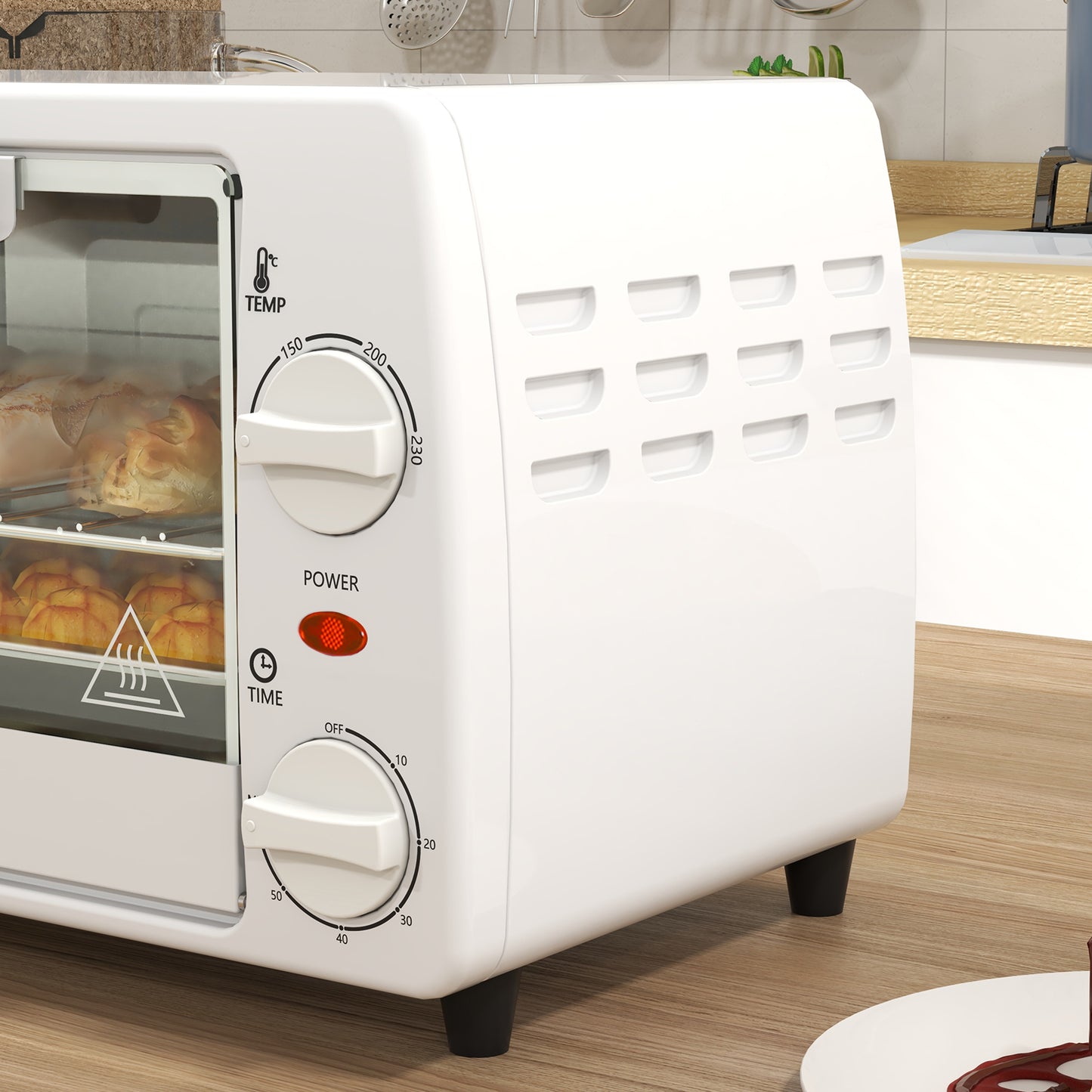 Homcom Horno Eléctrico Sobremesa 10 Litros 750w 36,5x26x22 Cm Blanco_4