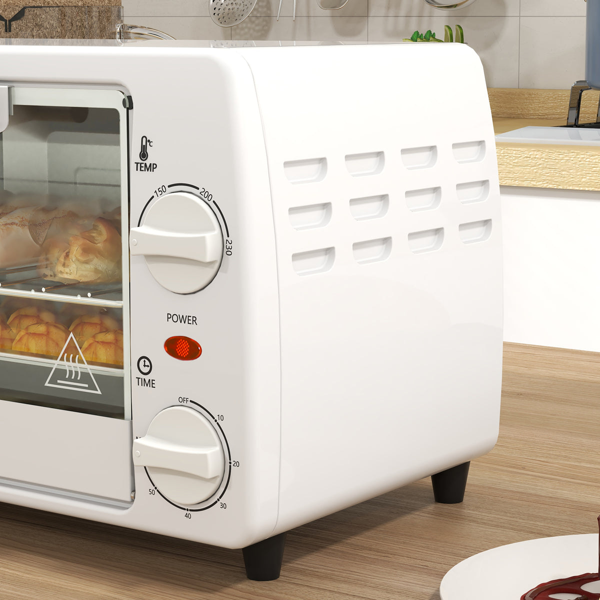 Horno Eléctrico Homcom Metal Blanco 36.5x26x22 Cm_4