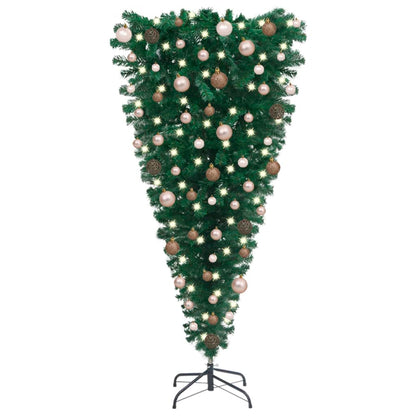 Vidaxl Árbol De Navidad Artificial Invertido Con Leds Y Bolas 150 Cm_0