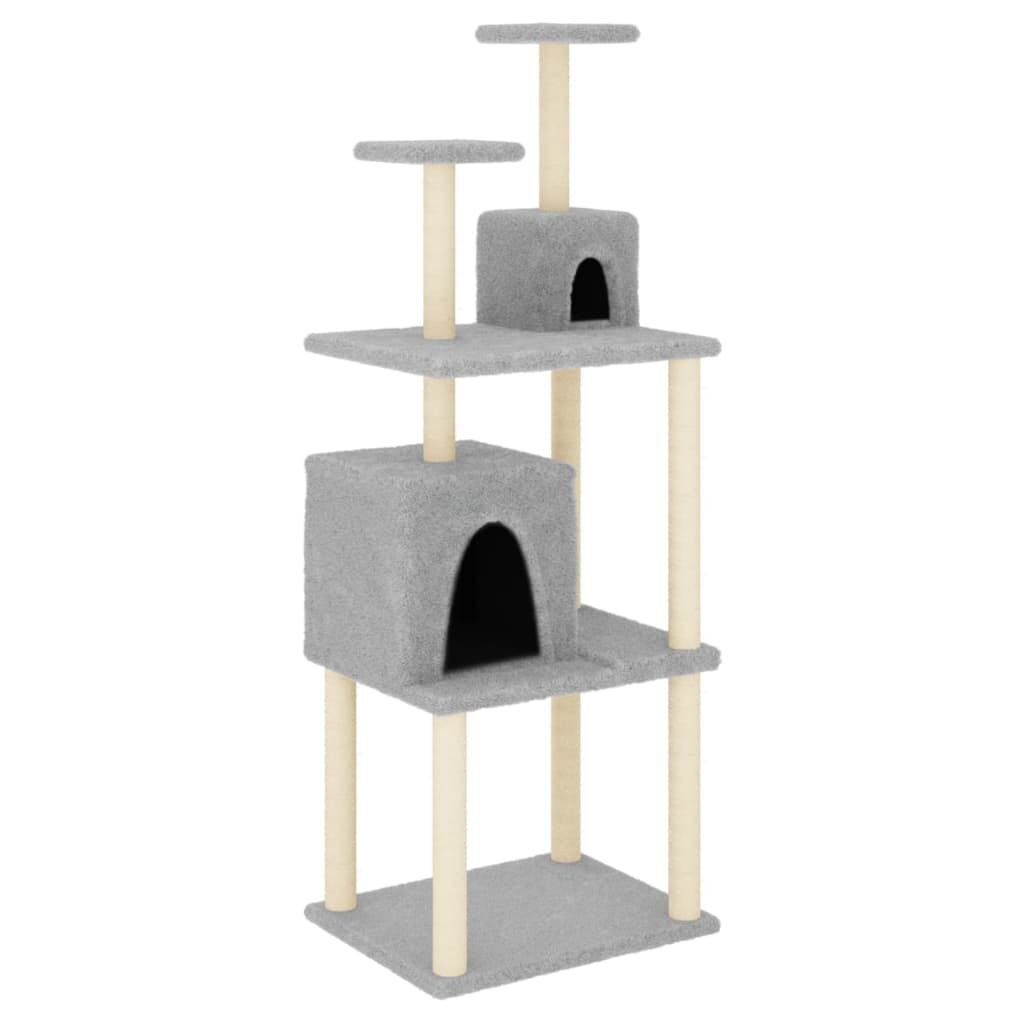 Vidaxl Rascador Para Gatos Con Postes De Sisal Gris Claro 167 Cm_0