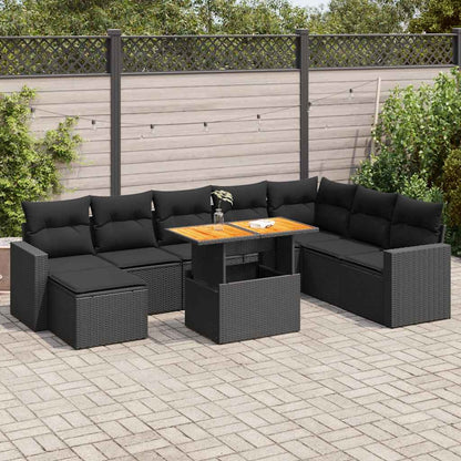 Set De Sofás De Jardín Con Cojines 9 Pzas Ratán Sintético Negro / Vetonek_1