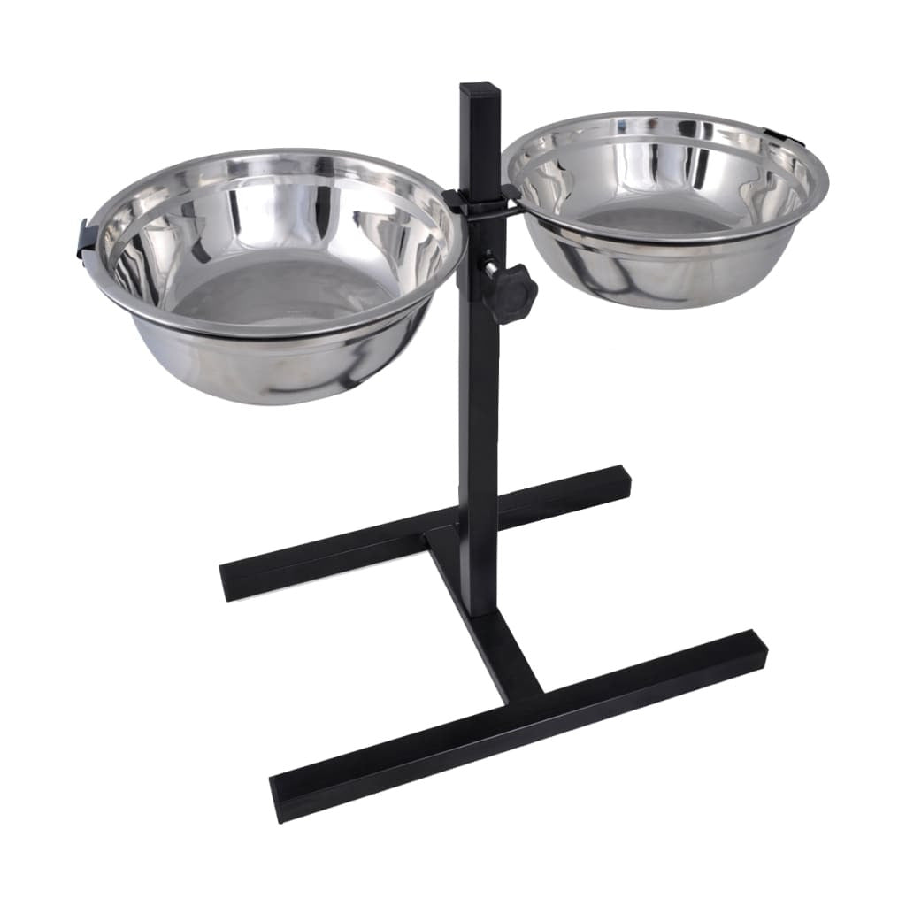 Vidaxl Soporte De Alimentación Ajustable Mascota 2x2.6l Tazón Inoxidable_0