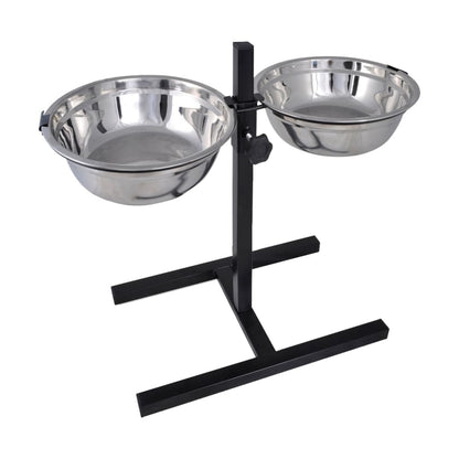Vidaxl Soporte De Alimentación Ajustable Mascota 2x2.6l Tazón Inoxidable_0