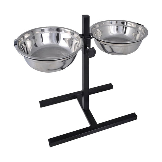 Vidaxl Soporte De Alimentación Ajustable Mascota 2x2.6l Tazón Inoxidable_0