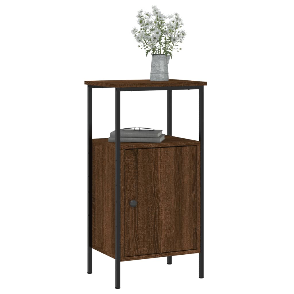 Mesita De Noche Madera De Ingeniería Roble Marrón 41x31x80 Cm_1