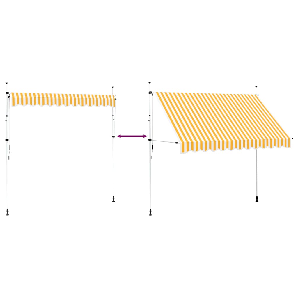 Toldo Manual Retráctil 300 Cm Naranja Y Blanco A Rayas_5