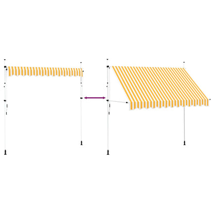 Toldo Manual Retráctil 300 Cm Naranja Y Blanco A Rayas_5