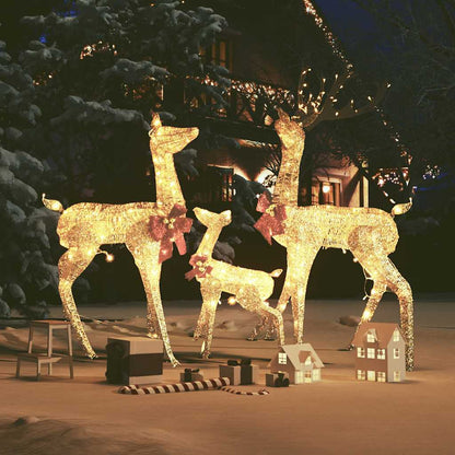 Vidaxl Figuras De Familia De Renos De Navidad Dorado 201 Led_1
