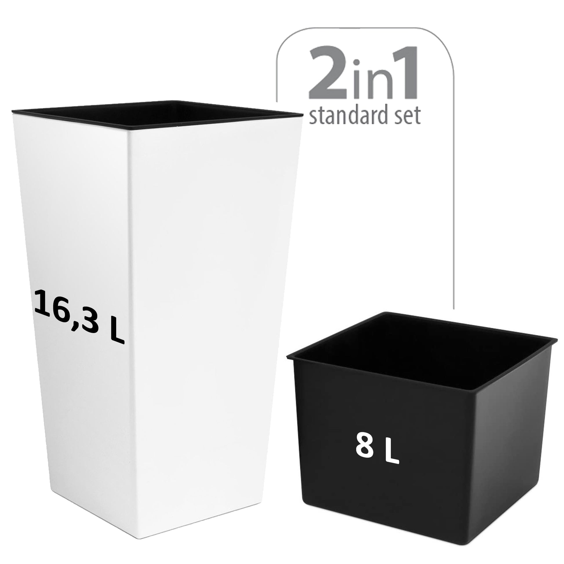 Maceta Alta Urbi 16,3 Litros, De Plastico, 22 X 22 X 42 Cm En Color Blanco_1