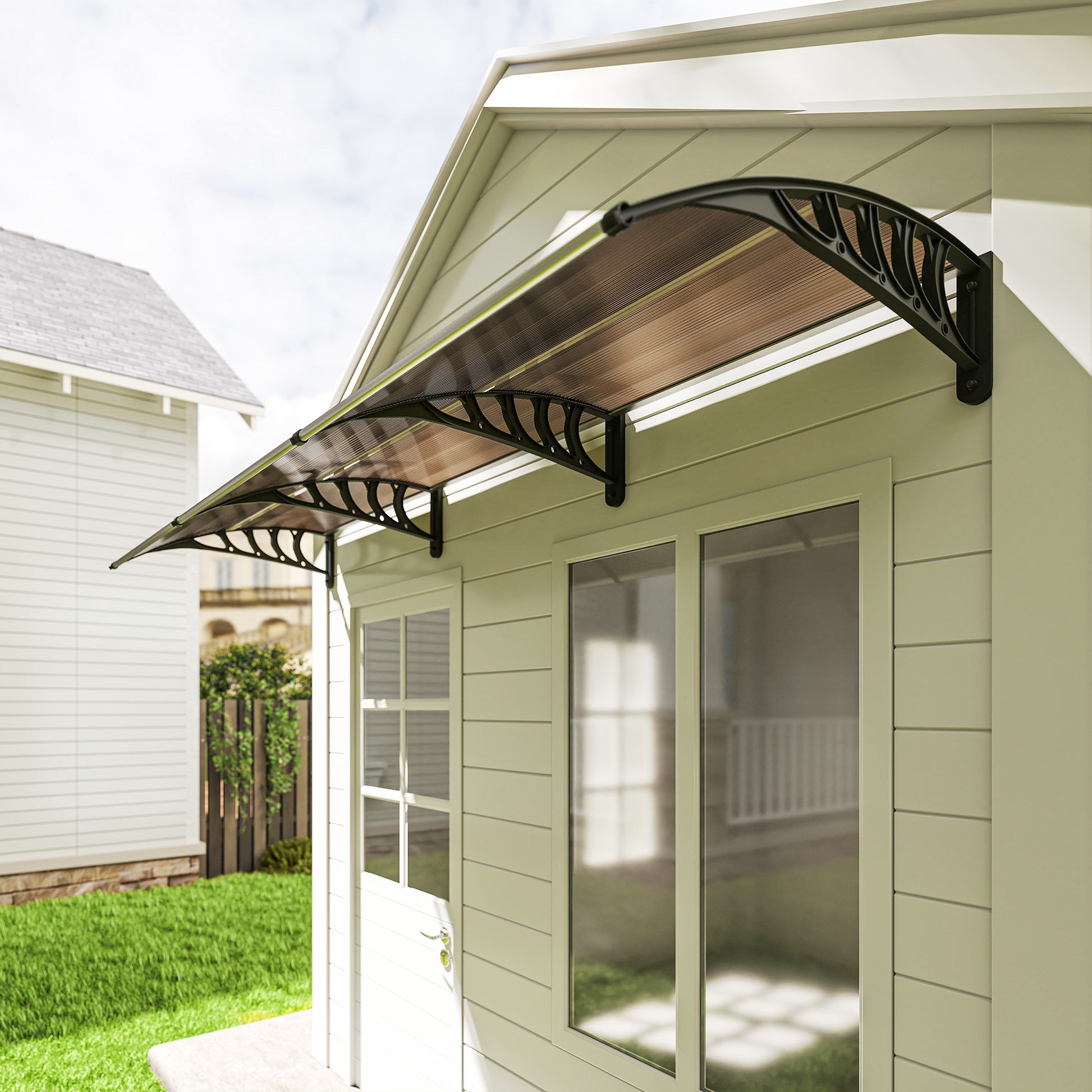 Outsunny Tejadillo De Protección 303x96 Cm Para Puertas Y Ventanas Marrón_4