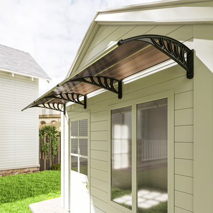 Outsunny Tejadillo De Protección 303x96 Cm Para Puertas Y Ventanas Marrón_4