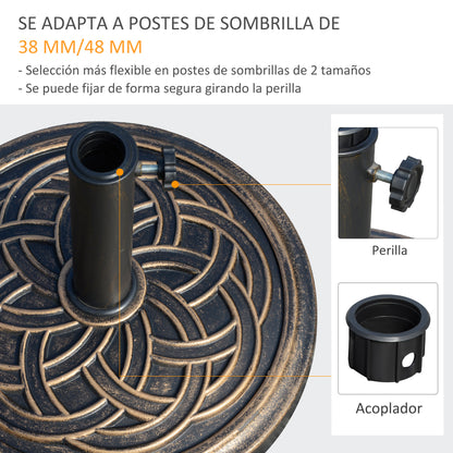 Outsunny Base De Sombrilla De Jardín Peso Neto 12 Kg Apto Para Postes De 38/48mm_3