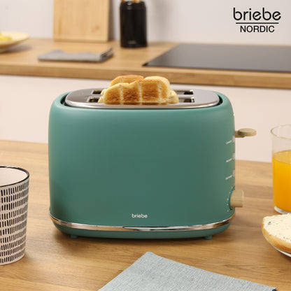 Briebe Nordic Tostadora Pan Ranura Ancha, Tostador 2 Rebanadas, 6 Niveles Tostado, Calientapanecillos, Ta1166gre, Verde_1