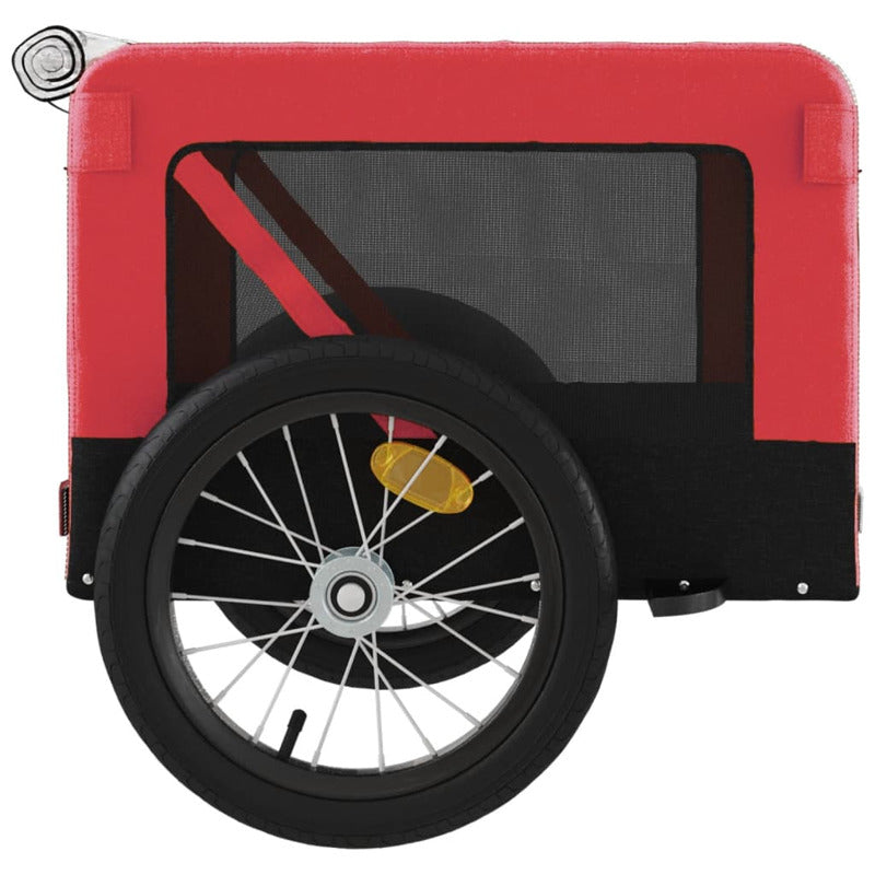 Vidaxl Remolque De Bicicleta Mascotas Hierro Tela Oxford Rojo Negro_5