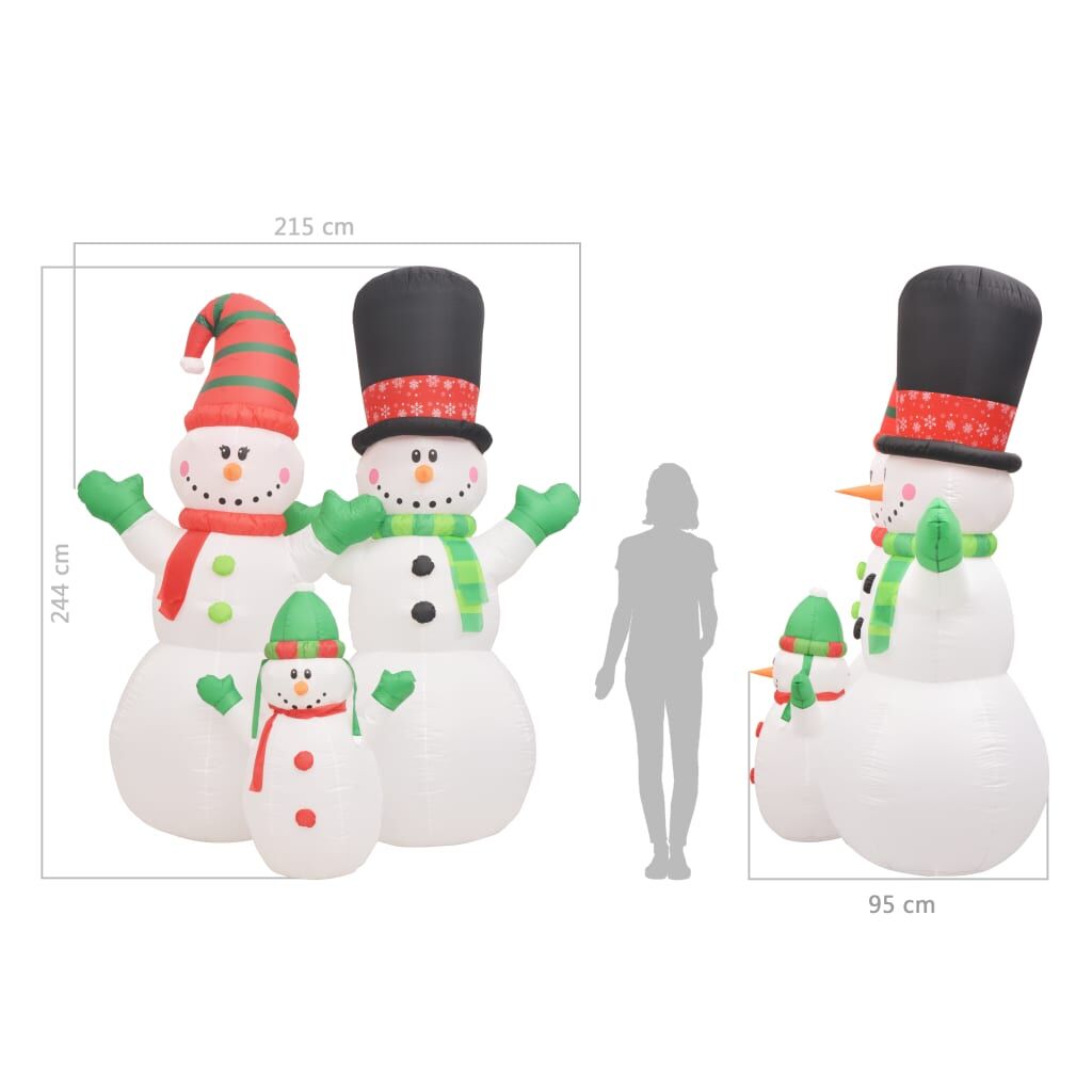 Vidaxl Familia De Muñecos De Nieve Inflable Navidad Led Ip44 240 Cm_2