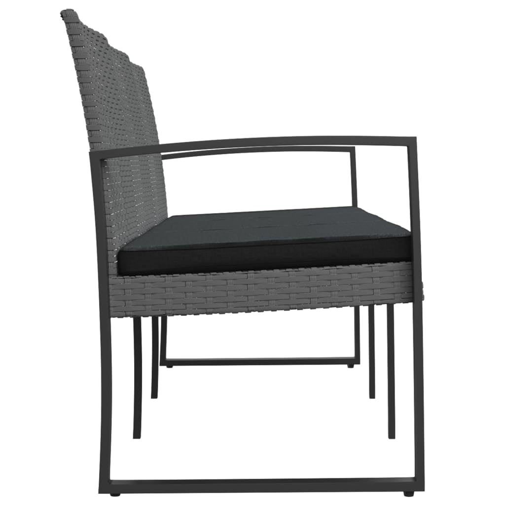 Vidaxl Banco Jardín 3 Plazas Cojines Pp Aspecto De Ratán Gris Oscuro_3