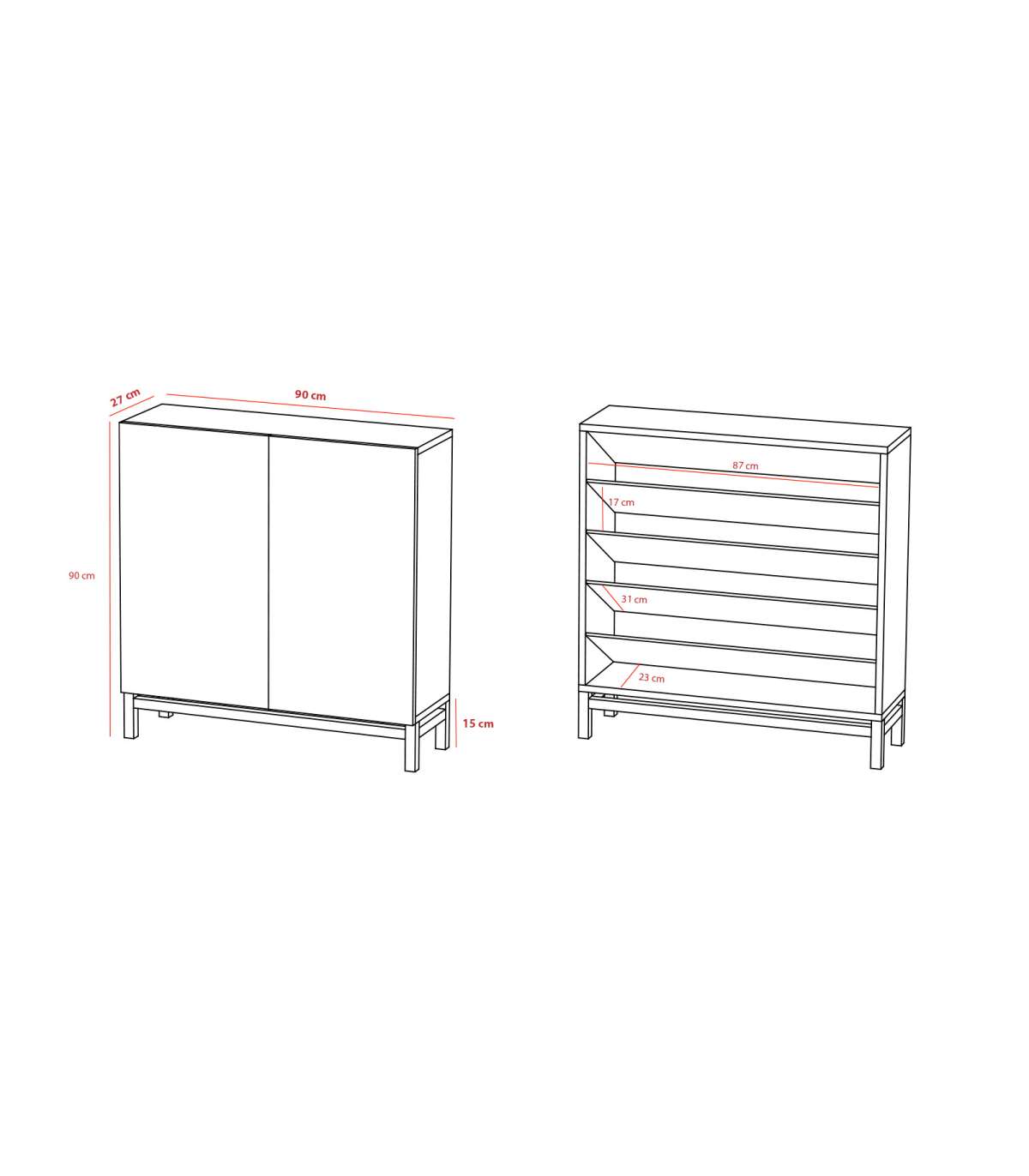 Zapatero 2 Puertas Modelo 513 Acabado Roble Vallado, 90x90x27 (alto X Ancho X Fondo)_4