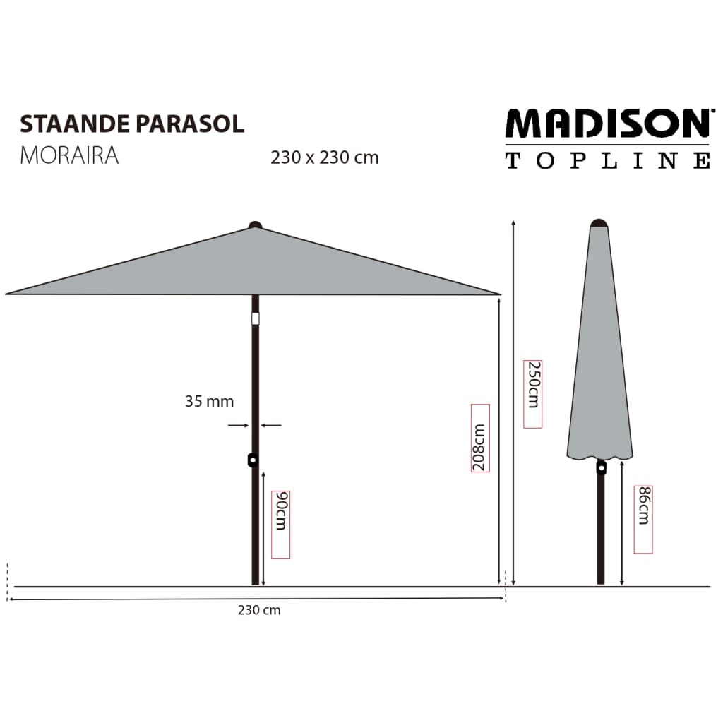 Madison Sombrilla De Jardín Moraira Color Crudo 230x230 Cm_4