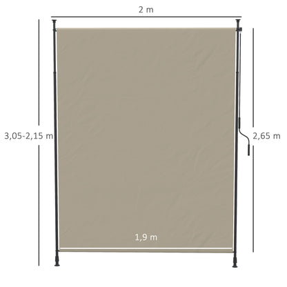 Outsunny Toldo Vertical Exterior 200x305 Cm Pantalla Privacidad Enrollable Arena_2