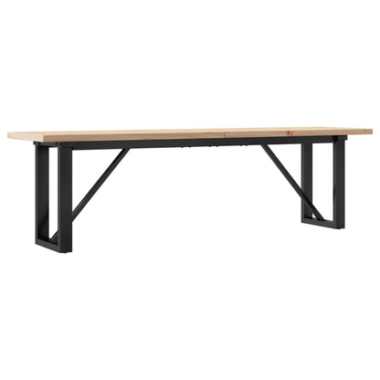 Mesa De Centro Marco O Madera Maciza Pino Y Acero 160x40x45,5cm_4