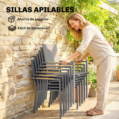 Outsunny Conjunto De Mesa Y Sillas Jardín De 7 Piezas_4