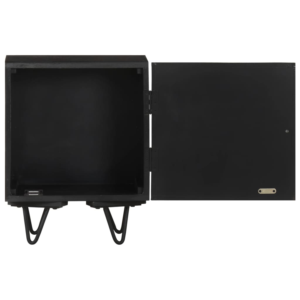 Mesita De Noche Con Frontal De Latón Mango Maciza 40x30x50 Cm_3