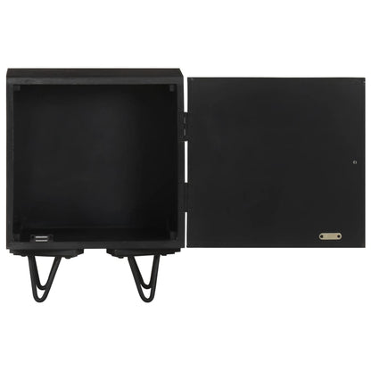 Mesita De Noche Con Frontal De Latón Mango Maciza 40x30x50 Cm_3