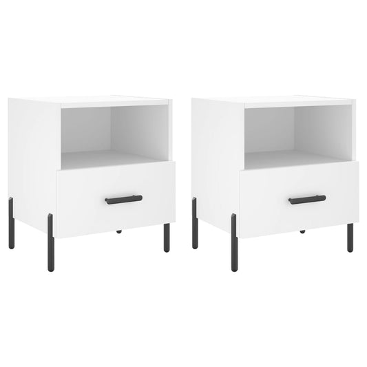 Mesitas De Noche 2 Uds Madera Ingeniería Blanco 40x35x47,5 Cm_0