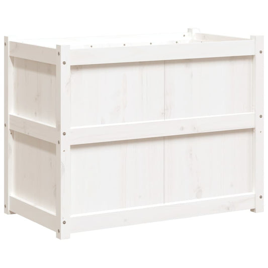 Jardinera De Madera Maciza De Pino Blanca 90x50x70 Cm_0